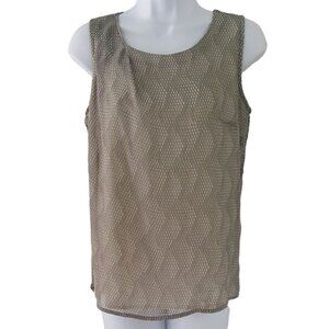 Gap Womens Career Sleeveless Top XS Beige Patterned Scoop Neck Asymmetrical